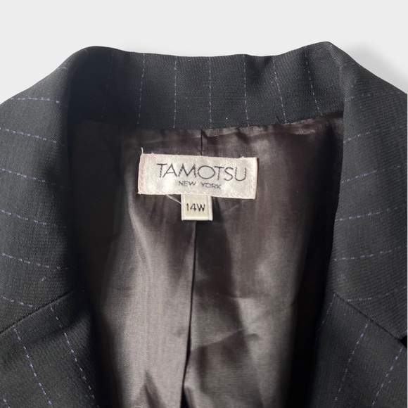 Tamotsu NY Black Pinstripe Blazer Jacket 14W - Picture 4 of 12